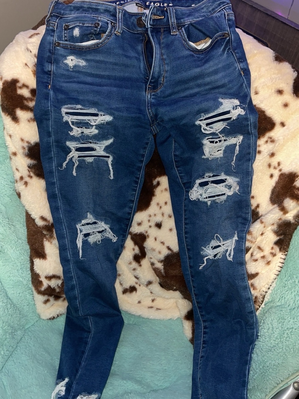 American Eagle Outfitters Women's Ripped Skinny Jeans - Blue